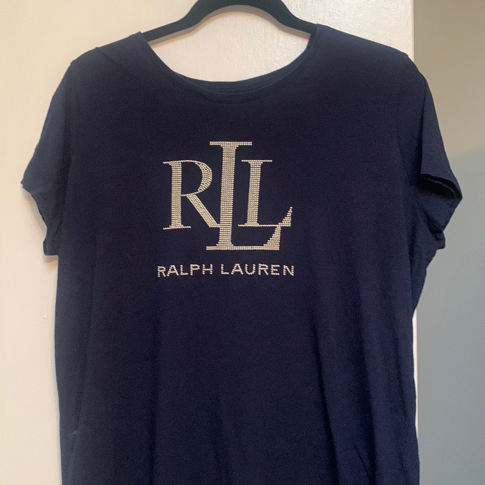 Ralph Lauren shirt size XL. Short sleeve navy beautiful raised embellishment